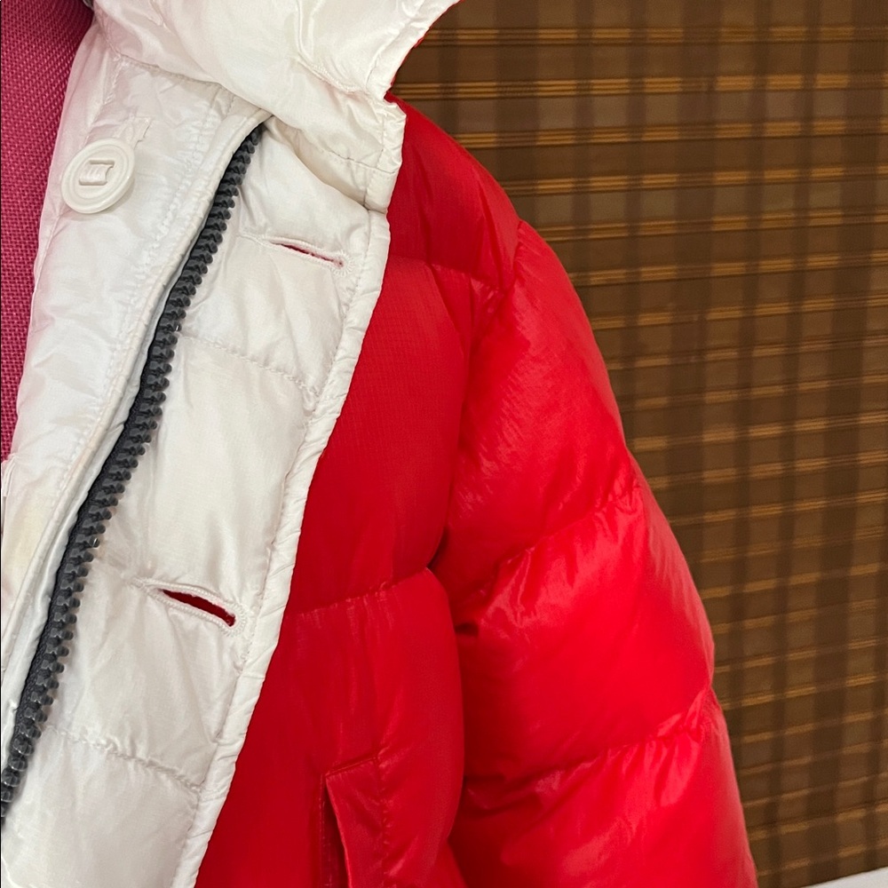 R13 Reversible Red and White long Puffer Anorak Jacket. - Picture 9 of 15